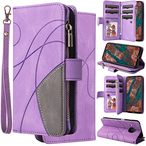 Oobooms Zipper Hülle für Nokia X20/X10, Magnetische Flip PU Leder Schutzhülle Klapphülle Handy Tasche Case Wallet Cover mit Silikon TPU Kartenfächer Stand - Lavendel Oobooms Zipper Hülle für Nokia X20/X10, Magnetische Flip PU Leder Schutzhülle Klapphülle Handy Tasche Case Wallet Cover mit Silikon TPU Kartenfächer Stand - Lavendel von Oobooms