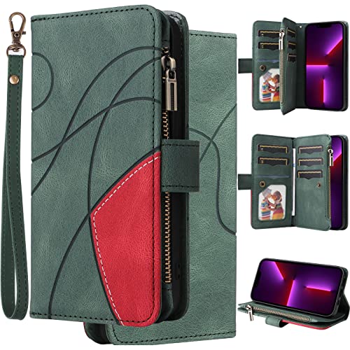 Oobooms Zipper Hülle für Samsung Galaxy A41, Magnetische Flip PU Leder Schutzhülle Klapphülle Handy Tasche Case Wallet Cover mit Silikon TPU Kartenfächer Stand - Grün Oobooms Zipper Hülle für Samsung Galaxy A41, Magnetische Flip PU Leder Schutzhülle Klapphülle Handy Tasche Case Wallet Cover mit Silikon TPU Kartenfächer Stand - Grün von Oobooms