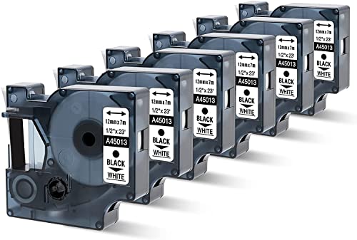 Oozmas Etikettenband Kompatibel mit D1 12mm x 7m Schwarz auf Weiß 45013 A45013 S0720530, Kompatibel mit LabelManager 160 210D 260P 280 360D 420P von Oozmas