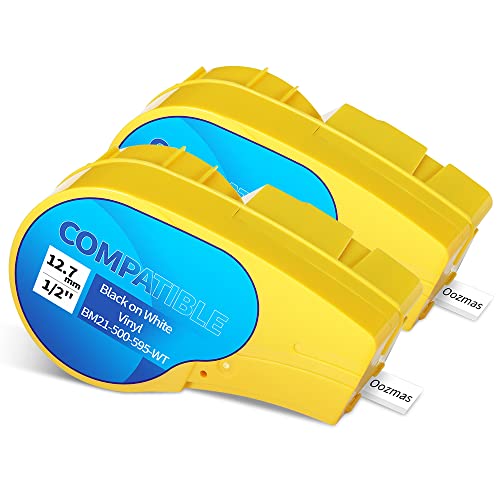 Oozmas Kompatibel mit Schriftbänder Vinyl-Klebeband Etikettenklebeband als Ersatz für M21-500-595-WT 12.70mm x 6.40m Schwarz auf Weiß, kompatibel mit 21-PLUS, ID PAL und LABPAL Druckern, 2-pack Oozmas Kompatibel mit Schriftbänder Vinyl-Klebeband Etikettenklebeband als Ersatz für M21-500-595-WT 12.70mm x 6.40m Schwarz auf Weiß, kompatibel mit 21-PLUS, ID PAL und LABPAL Druckern, 2-pack von Oozmas