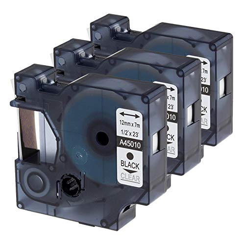 Oozmas kompatibel mit Dymo D1 Etikettenband 45010 a45010 12mm x 7m Schwarz auf Transparent, Clear Etikettenband kompatibel mit Dymo LabelManager LM160 LM210D LM260P LM280 LM360D LM420P, 3er-Pack Oozmas kompatibel mit Dymo D1 Etikettenband 45010 a45010 12mm x 7m Schwarz auf Transparent, Clear Etikettenband kompatibel mit Dymo LabelManager LM160 LM210D LM260P LM280 LM360D LM420P, 3er-Pack von Oozmas