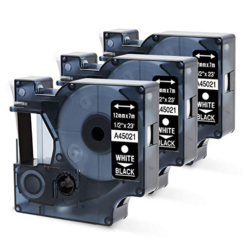 Oozmas Schriftband kompatibel mit Dymo D1 Weiß auf Schwarz 45021 12mm x 7m, Etikettenband kompatibel mit Dymo LabelManager LM160 LM210D LM260P LM280 LM360D LM420P, 3er-Pack Oozmas Schriftband kompatibel mit Dymo D1 Weiß auf Schwarz 45021 12mm x 7m, Etikettenband kompatibel mit Dymo LabelManager LM160 LM210D LM260P LM280 LM360D LM420P, 3er-Pack von Oozmas