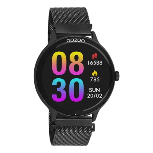 Oozoo - Vielseitige Smartwatch Damen mit 20mm Mesharmband | Fitnesstracker mit Pulsmesser, Schrittzähler & Schlafmonitoring | Smartwatch rund IOS & Android kompatibel | 33mm Touchscreen | IP67 von Oozoo