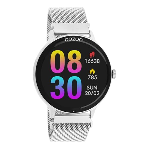 Oozoo - Vielseitige Smartwatch Herren mit 20mm Mesharmband | Fitnesstracker mit Pulsmesser, Schrittzähler & Schlafmonitoring | Smartwatch rund IOS & Android kompatibel | 33mm Touchscreen | IP67 von Oozoo