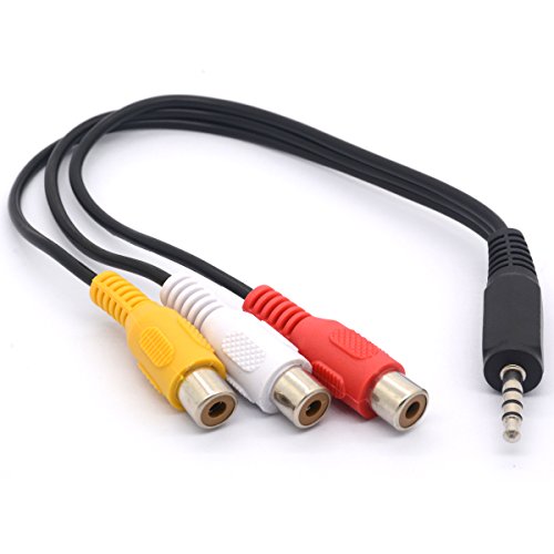 Audio-Splitter-Kabel, 3,5 mm Mini TRS Stereo Stecker auf 3-fach Cinch-Buchse – 25 cm von OpenII