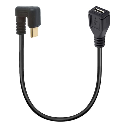 OpenII Micro-USB auf Typ-C-Kabel, 90 Grad abgewinkelter USB-C-Stecker auf Micro-B-Buchse, OTG-Adapter, Konverter für MacBook Pro, Laptop, Android-Geräte (USB C/Type C 180Degree) von OpenII