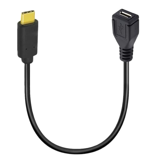 OpenII Micro-USB auf Typ-C-Kabel, 90 Grad abgewinkelter USB-C-Stecker auf Micro-B-Buchse, OTG-Adapter, Konverter für MacBook Pro, Laptop, Android-Geräte (USB C/Type C Straight) von OpenII