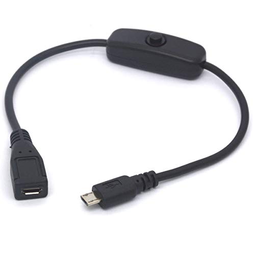 OpenII USB-Ein/Aus-Schalterkabel, Micro-USB-Verlängerungskabel, Micro-USB-Buchse auf Stecker, Ein-/Aus-Schalterkabel für Raspberry Pi, Arduino (nur zum Laden, nicht für Daten) von OpenII
