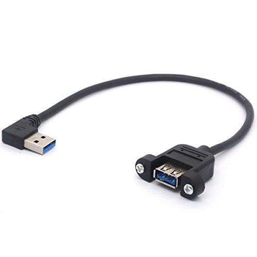 Rechtwinkliges USB 3.0 Panel Mount Kabel USB 3.0 Stecker auf Buchse mit M3 Schraube Panel Mount Verlängerungskabel für industrielle Computer PC 30 cm (links) von OpenII