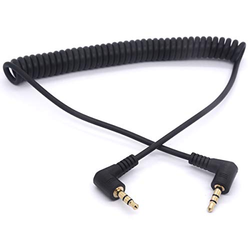 Spiralkabel 3,5 mm Audio-Kabel – 90 Grad 3,5 TRS Kopfhörer-Adapter AUX-Stereo-Verlängerungskabel von OpenII