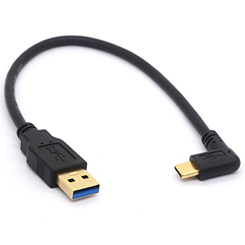 USB Typ C Verlängerungskabel, vergoldet, USB 3.0 Stecker auf 90 Grad nach Oben gerichteter Winkel, Typ C Kabel, Daten-/Sync- und Ladekonverter-Adapter, 25 cm von OpenII