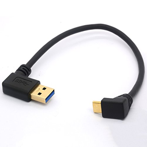 USB Typ C Verlängerungskabel, vergoldet, USB 3.0 Stecker auf 90 Grad nach oben unten Winkel, Typ C Kabel, Daten-/Sync- und Ladekonverter-Adapter, 25 cm von OpenII