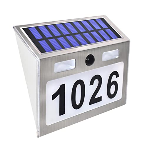 Operitacx 1 Satz Tür Licht Solarleuchten im Freien Wandleuchte Solar-Sicherheitslicht Türschild Körper Induktionslampe Outdoor-Solarleuchte Rostfreier Stahl Weiß von Operitacx