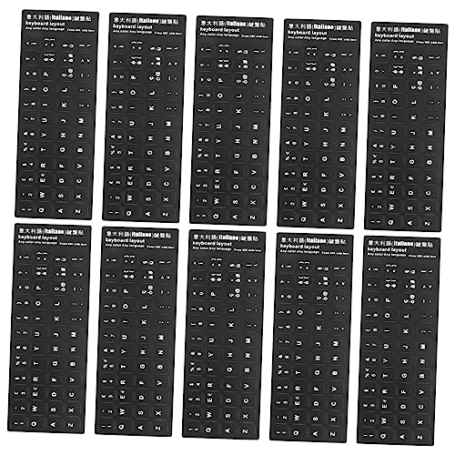 Operitacx 10Stücke Laptop Tastatur Aufkleber Mehrsprachige Italienische Schriftzüge Mattschwarzem Hintergrund Perfektes Für Sprachstudenten Schutz Für Ihre Tastatur von Operitacx