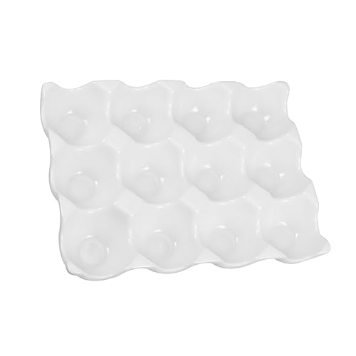 Operitacx 12 Eier tablett eierhalter eierregal Eierkisten Halter Lagerung Träger kühlschrank eierbehälter egg tray egg storage Aufbewahrungsbehälter für Eier Eierplatte Keramik Weiß von Operitacx