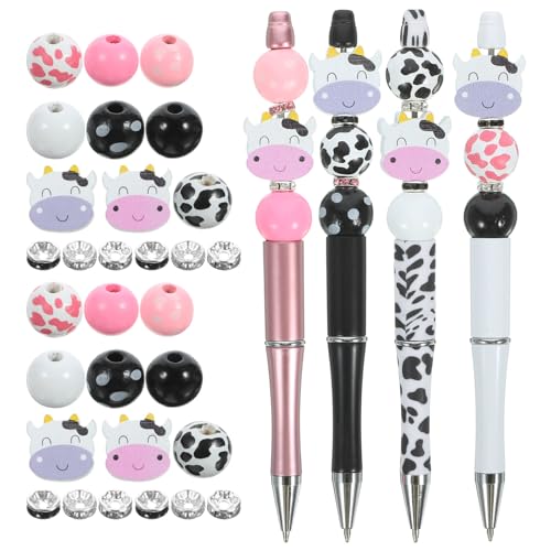 Operitacx 12 Stück Perlenstifte Bulk-Perlenstifte Mit Perlenstift Diy-Herstellungsset Kuh-Stil Kugelschreiber Schwarze Tinte Für Damen Kinder Studenten Büro Schule von Operitacx