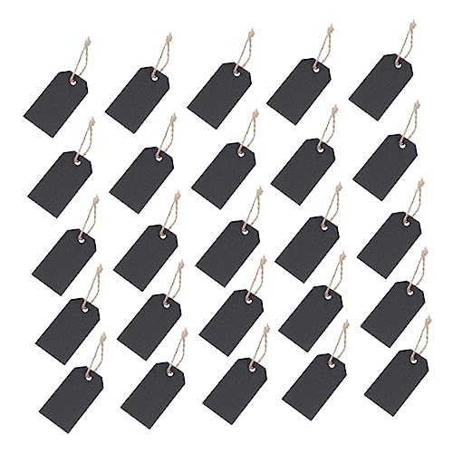 Operitacx 150 Sätze quadratische Holzspäne Etiketten rechteckige Tags Planke Zeichen preisschild Preisanzeige Display-Tags Dekoration-Tags Supermarkt liefert Preiskarten Hanfseil Black von Operitacx