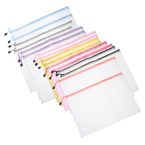 Operitacx 16 Stück Aktenhalter Netztaschen mit Reißverschluss Taschen organisieren aufbewahrungstasche ordner für schule dokumententasche Klarsichttaschen mit Reißverschluss Mäppchen PVC von Operitacx
