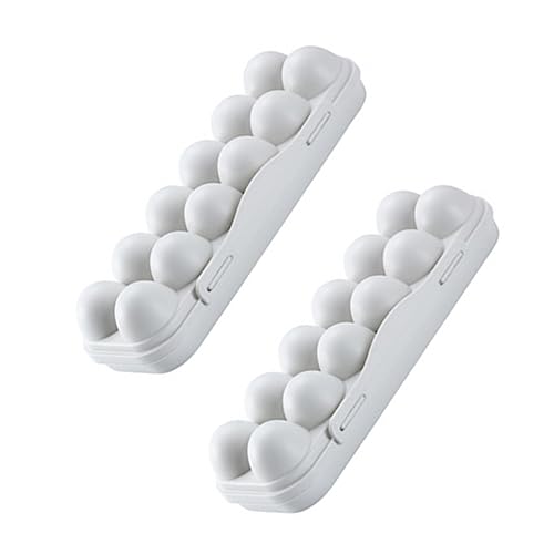 Operitacx 2 Stück 12 Aufbewahrungsbehälter für Eier eierhalter kühlschrankorginizer egg storage Stapelbare Eierbox Kühlschrank eierkarton Kühlschrank-Tabletts 12 Gitter Eierablage Grey von Operitacx