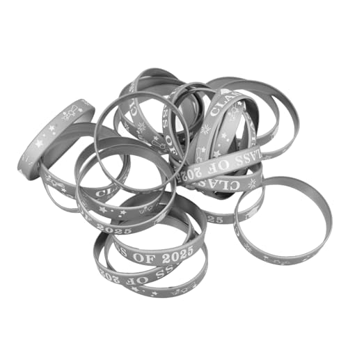 Operitacx 24 Stück 2025 Graduierungsarmband erste Mitschüler silikonarmband mit gravur Silikon Armbänder mit Gravur Graduationsparty Gefälligkeiten Abschluss-Armband Kieselgel Silver von Operitacx