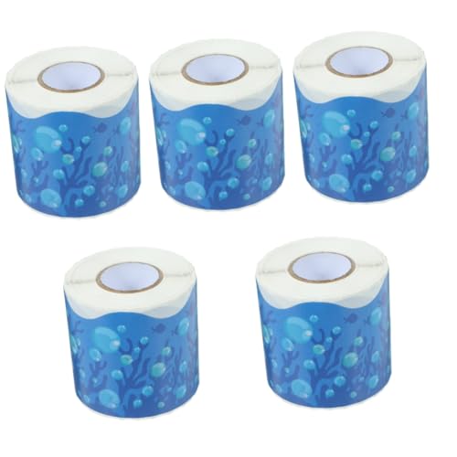 Operitacx 5 Rollen Unterwasser-Grenzaufkleber dekorativ klebesticker stickers aufkleber selbstklebende bordüren bläulich dekoration Cartoon Pinnwand Grenze Grenzpapier PVC selbstklebend Blue von Operitacx