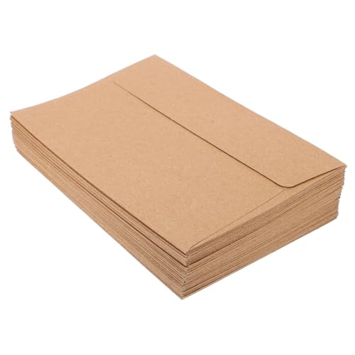 Operitacx 60 Stück Einladungsumschlag Mini Herstellung innen gewellt Notizkarten mit Umschlägen Taschen für Bibliotheksausweise Umschläge gefärbt Papier Light Brown von Operitacx