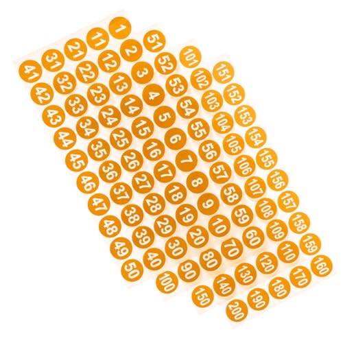 Operitacx 8 Blätter Anzahl Inventaraufkleber Nummeriert Zahlen Aufkleber Mit Kleinen Nummern Nummernaufkleber Klein Kennzeichenaufkleber Aufkleber Mit Farbnummern Etikett Orange von Operitacx
