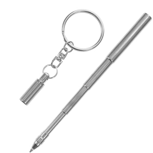 Operitacx Edelstahl Stift Schlüsselanhänger: einziehbare Tasche Mini Kugelschreiber mit Schlüsselring für Pocket Business Signature Zubehör von Operitacx