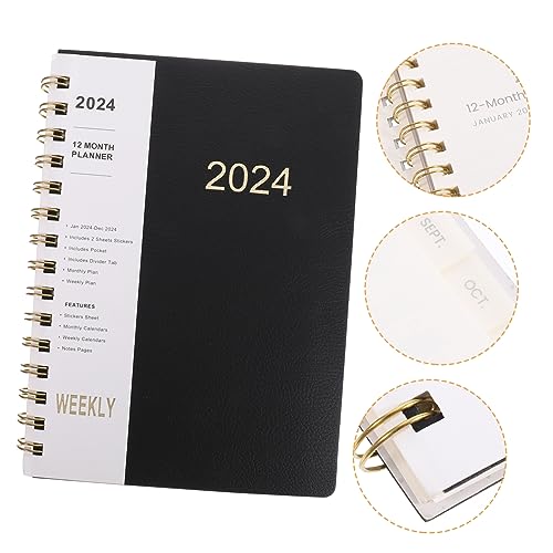 Operitacx Planer Monatlich Notizbuch Spiral- Studenten Agenda Notizblock Studenten Planer Notizblock Bürobedarf Büroplan-notizblock Notizblöcke Für Den Täglichen Gebrauch Papier Black von Operitacx