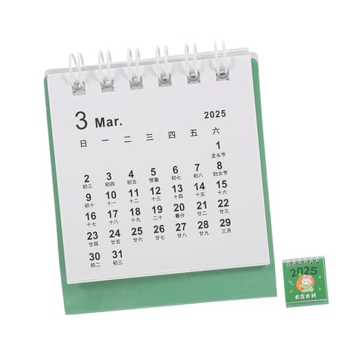 Operitacx Tischkalender 2025 Kalender-schreibtisch-ornamente Standkalender Planer Kalender Tischkalender 2024-2025 Jahreskalender 2025 Tageskalender Kleiner Tischkalender Green Papier von Operitacx