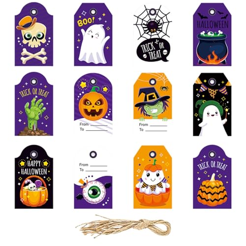 Happy Halloween Tags, dekorative Etikettenmarker, Happy Halloween, Namensschilder für Süßigkeitentüten, dekorative Halloween-Etiketten, 12 Stück Happy Halloween Tags, dekorative Etikettenmarker, Happy Halloween, Namensschilder für Süßigkeitentüten, dekorative Halloween-Etiketten, 12 Stück von Opilroyn