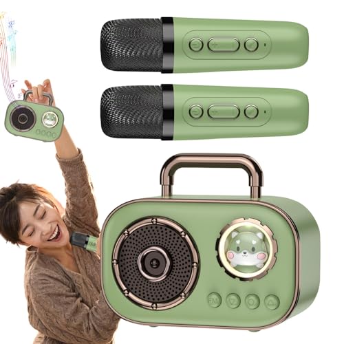 Karaoke-Maschine mit Mikrofonen – kabelloser tragbarer Lautsprecher mit Mikrofon, lange Akkulaufzeit, Doppel-Mikrofon-Verbindung, Audio-Zubehör für Karaoke-Liebhaber Karaoke-Maschine mit Mikrofonen – kabelloser tragbarer Lautsprecher mit Mikrofon, lange Akkulaufzeit, Doppel-Mikrofon-Verbindung, Audio-Zubehör für Karaoke-Liebhaber von Opilroyn