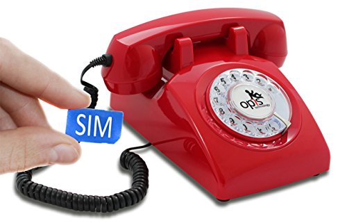 Opis Technology 60s Mobile: Das ideale GSM Tischtelefon/Seniorenhandy ohne Vertrag mit Wählscheibe und Festnetz-Feeling. Perfekt für Rentner, Sehbehinderte oder Retro Liebhaber (rot) von Opis Technology