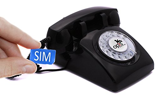 Opis Technology 60s Mobile: Das ideale GSM Tischtelefon/Seniorenhandy ohne Vertrag mit Wählscheibe und Festnetz-Feeling. Perfekt für Rentner, Sehbehinderte oder Retro Liebhaber (schwarz) von Opis Technology