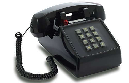 Opis Technology PushMeFon Cable: 1970er Designer Retro Tastentelefon Schnurgebunden/Festnetztelefon Schnurgebunden/Retro-Telefon in modernen Farben mit Metallklingel (schwarz) von Opis Technology