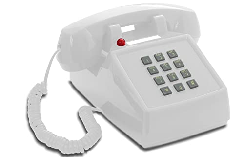 Opis Technology PushMeFon Cable: 1970er Designer Retro Tastentelefon Schnurgebunden/Festnetztelefon Schnurgebunden/Retro-Telefon in modernen Farben mit Metallklingel (weiß) von Opis Technology