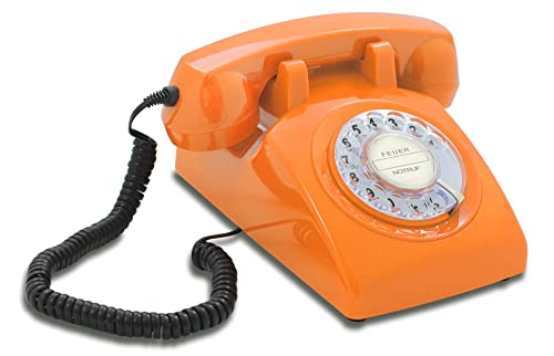Retro Telefon Wählscheibe/Festnetztelefon Retro/ mit Schnur/ mit Wählscheibe/ Kabelgebunden - Das Traumtelefon Opis 60s Cable in orange von Opis Technology