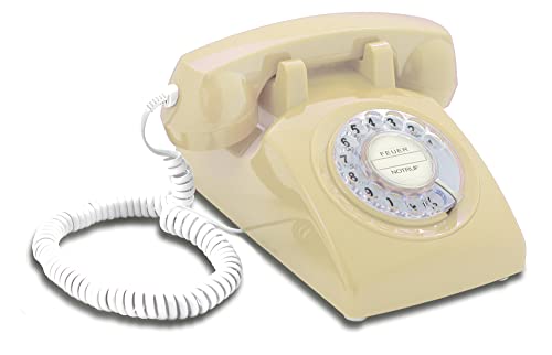 Retro Telefon Wählscheibe/Festnetztelefon Retro/Telefon mit Schnur/Telefon mit Wählscheibe/Telefon Retro/Telefon Kabelgebunden - Das Traumtelefon Opis 60s Cable in beige von Opis Technology