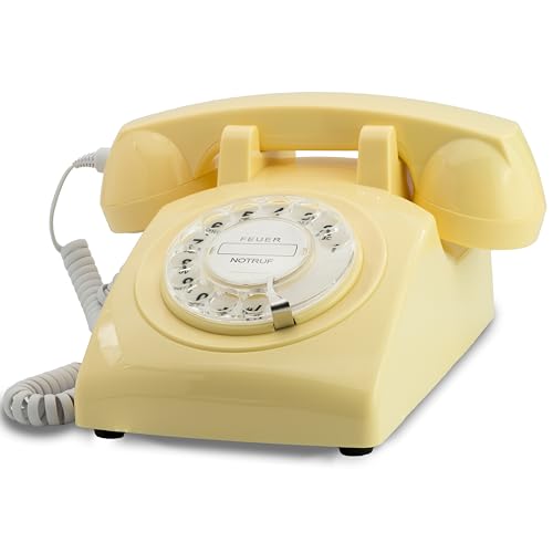 Retro Telefon Wählscheibe/Festnetztelefon Retro/Telefon mit Schnur/Telefon mit Wählscheibe/Telefon Retro/Telefon Kabelgebunden - Das Traumtelefon Opis 60s Cable in beige von Opis Technology