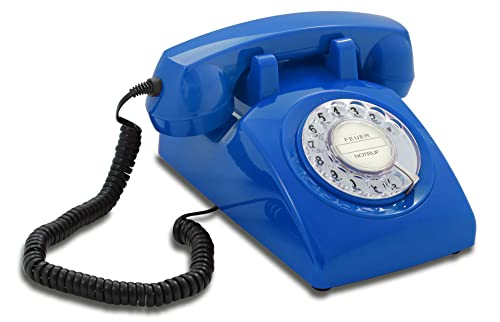 Retro Telefon Wählscheibe/Festnetztelefon Retro/Telefon mit Schnur/Telefon mit Wählscheibe/Telefon Retro/Telefon Kabelgebunden - Das Traumtelefon Opis 60s Cable in blau von Opis Technology