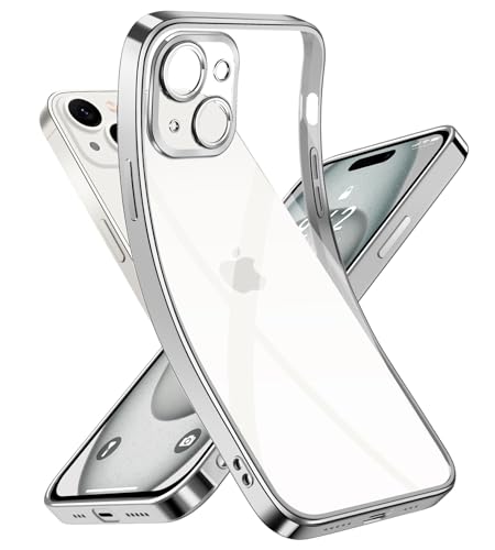 Opkiegrn Clear handyhülle für iPhone 15 hülle mit Kameraschutz, ohne Farbwechsel Ultradünne Flexible Klare Silikon Case Anti Fingerabdruck Schutzhülle für iPhone 15 6,1"-Silber von Opkiegrn