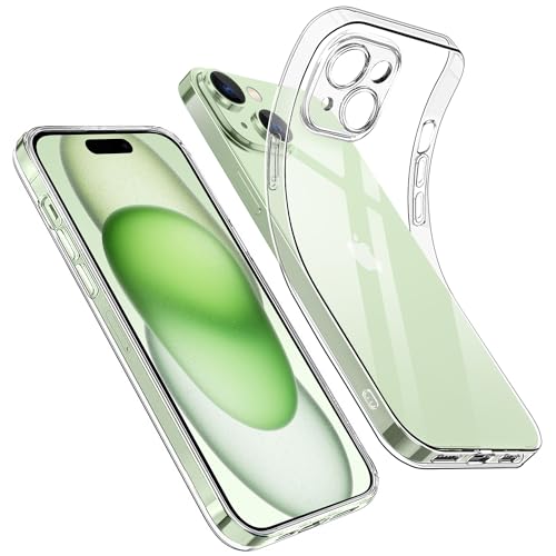Opkiegrn Handyhülle für iPhone 15 Hülle mit Kameraschutz, [Schutz in Militärqualität] Dünne Weiche TPU Silikon Klare Stoßfest Schutzhülle Case Kompatibel mit iPhone 15 - Transparent von Opkiegrn