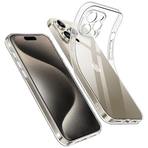 Opkiegrn Handyhülle für iPhone 15 Pro Max Hülle mit Kameraschutz, [Schutz in Militärqualität] Dünne Weiche TPU Silikon Stoßfest Schutzhülle Case Kompatibel mit iPhone 15 Pro Max - Transparent von Opkiegrn