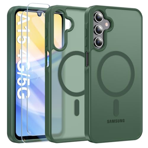 Opkiegrn Magnetisch HandyHülle Kompatibel mit Samsung Galaxy A15 4G/5G Kompatibel mit MagSafe mit 2 Schutzfolie, Vollständiger Kameraschutz, Stoßfest Dünn Durchscheinende Matt SchutzHülle (Dunkelgrün) Opkiegrn Magnetisch HandyHülle Kompatibel mit Samsung Galaxy A15 4G/5G Kompatibel mit MagSafe mit 2 Schutzfolie, Vollständiger Kameraschutz, Stoßfest Dünn Durchscheinende Matt SchutzHülle (Dunkelgrün) von Opkiegrn