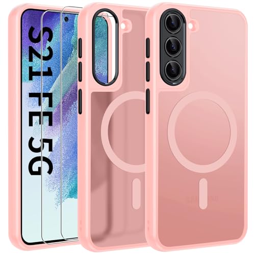 Opkiegrn Magnetisch HandyHülle Kompatibel mit Samsung Galaxy S21 FE Kompatibel mit MagSafe mit 2 Schutzfolie,Vollständiger Kameraschutz, Stoßfest Dünn Durchscheinende Matt SchutzHülle Case (Rosa) Opkiegrn Magnetisch HandyHülle Kompatibel mit Samsung Galaxy S21 FE Kompatibel mit MagSafe mit 2 Schutzfolie,Vollständiger Kameraschutz, Stoßfest Dünn Durchscheinende Matt SchutzHülle Case (Rosa) von Opkiegrn