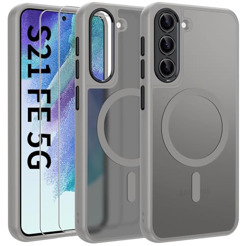 Opkiegrn Magnetisch HandyHülle Kompatibel mit Samsung Galaxy S21 FE Kompatibel mit MagSafe mit 2 Schutzfolie,Vollständiger Kameraschutz, Stoßfest Dünn Durchscheinende Matt SchutzHülle Case (Grau) Opkiegrn Magnetisch HandyHülle Kompatibel mit Samsung Galaxy S21 FE Kompatibel mit MagSafe mit 2 Schutzfolie,Vollständiger Kameraschutz, Stoßfest Dünn Durchscheinende Matt SchutzHülle Case (Grau) von Opkiegrn