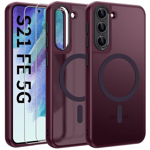 Opkiegrn Magnetisch HandyHülle Kompatibel mit Samsung Galaxy S21 FE Kompatibel mit MagSafe mit 2 Schutzfolie, Stoßfest Durchscheinende Matt SchutzHülle Case (Pflaumenrot) Opkiegrn Magnetisch HandyHülle Kompatibel mit Samsung Galaxy S21 FE Kompatibel mit MagSafe mit 2 Schutzfolie, Stoßfest Durchscheinende Matt SchutzHülle Case (Pflaumenrot) von Opkiegrn