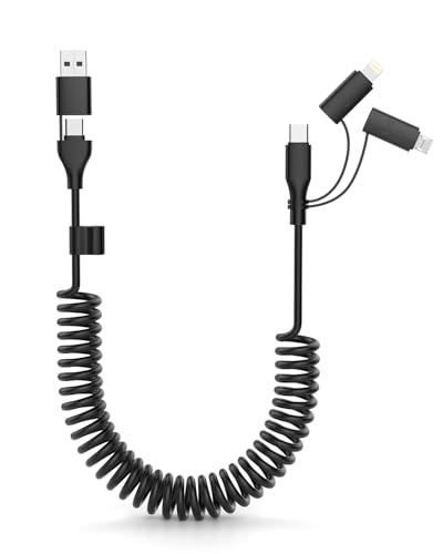 Coiled USB-C and Lightning Cable 3-in-1, 3FT iPhone 15 16 Car Charger Cord, 60W Fast Charging Cable for iPhone 16, Micro USB Universal Cable for Galaxy/iphpone Supports Apple CarPlay & Android Auto Coiled USB-C and Lightning Cable 3-in-1, 3FT iPhone 15 16 Car Charger Cord, 60W Fast Charging Cable for iPhone 16, Micro USB Universal Cable for Galaxy/iphpone Supports Apple CarPlay & Android Auto von Opluz