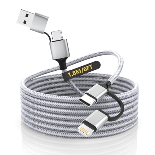 Opluz 4-in-1 USB C iPhone Ladekabel, 6FT USB C Kabel mit PD 60W Schnellladung, für iPhone 16/15/14/13/12/Pro Max/iPad/Samsung/Android von Opluz