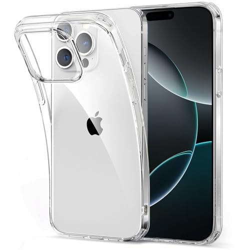 Oprimio Kristallklar Hülle für iPhone 16 Pro Max [Silikon Hülle] [%100 Durchsichtig] [Deutsche Material] [Ultra Dünn] Klar Handyhülle für Apple iPhone 16 Pro Max von Oprimio